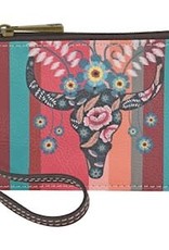 Catchfly Card Keys Coin Purse Custom Flora/Turq Steer Head