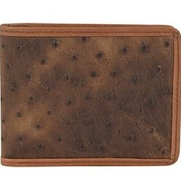 Tony Lama Bifold Wallet Brown Ostrich Textured Leather