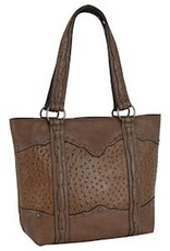 Justin Tote Brown w/Ostrich Texture Accents