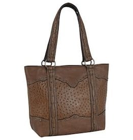 Justin Tote Brown w/Ostrich Texture Accents