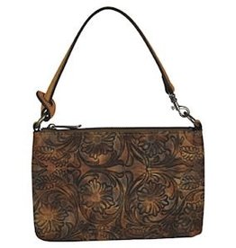 Justin Mini Shoulder Bag Tooled Brown