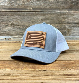 Go Rope Rustic Flag Leather Patch Hat - Heather Grey/White