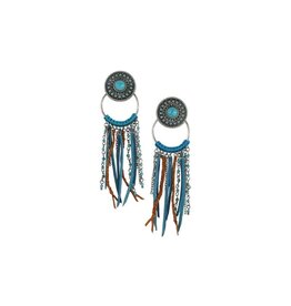 Justin Earrings Circular Charms w/Suede & Bead