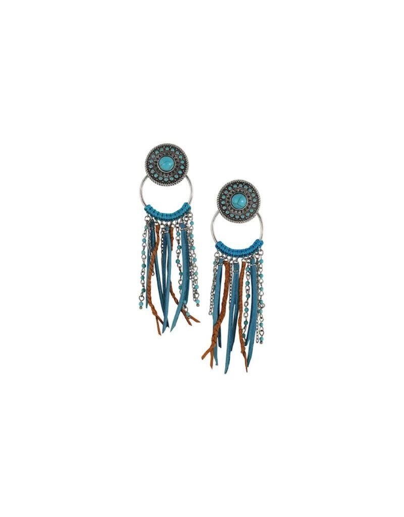 Justin Earrings Circular Charms w/Suede & Bead