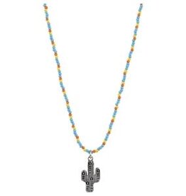 Justin Saguaro Charm w/Beads Necklace