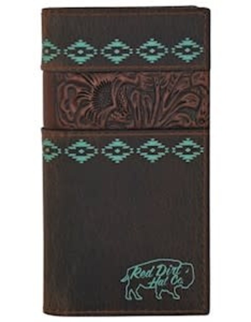 Red Dirt Hat Co Junior Rodeo Wallet Tooled w/Turq Design