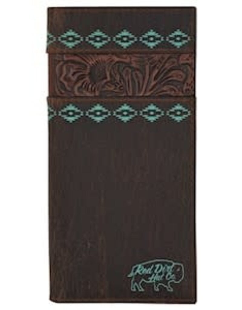 Red Dirt Hat Co Rodeo Wallet Tooled w/Turq Design