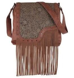 Catchfly Crossbody Asymmetrical Tooled Yoke w/Fringe