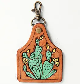 American Darling Eartag Keychain w/Prickly Pear Cactus