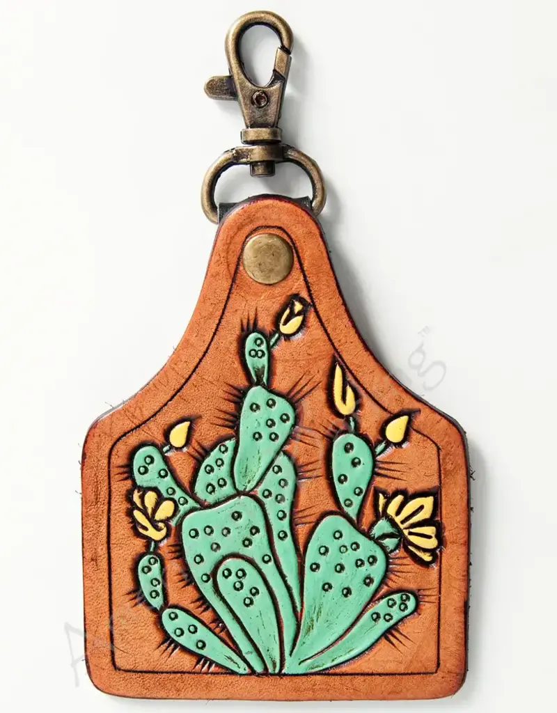American Darling Eartag Keychain w/Prickly Pear Cactus