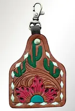 American Darling Eartag Keychain w/Cactus Flower