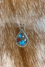 SS Turquoise and Coral Pendant