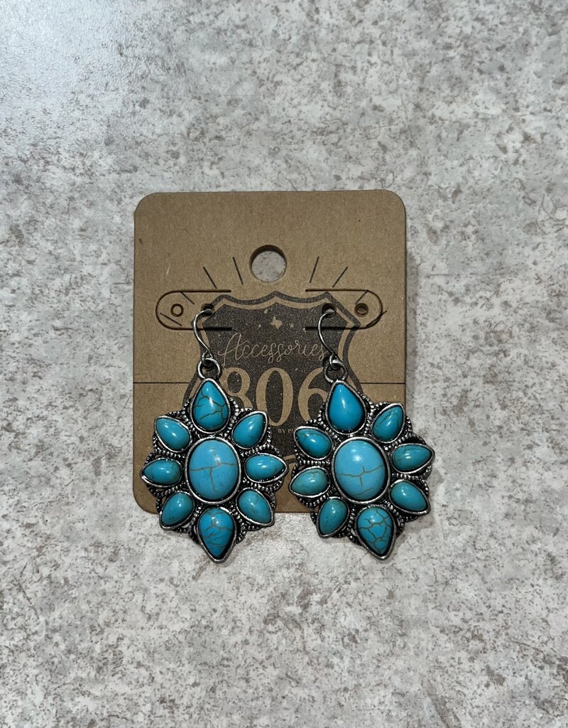 Accessories 806 Turquoise Cluster Earrings