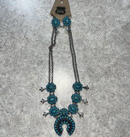 Accessories 806 Turquoise Squash Blossom/Earring Set