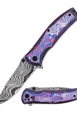 MTech USA 3D Multi Color Spring Assist Folding Knife Damascus Finish Blade