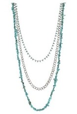 Justin Multi-Layer w/Turquoise Colored Nuggets Necklace
