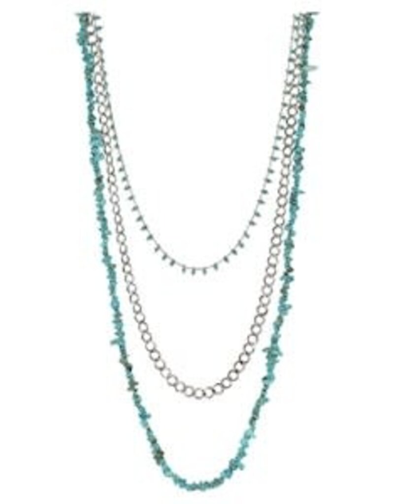 Justin Multi-Layer w/Turquoise Colored Nuggets Necklace