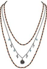 Justin 3 Strand Seed Bead & Cable Chain Necklace
