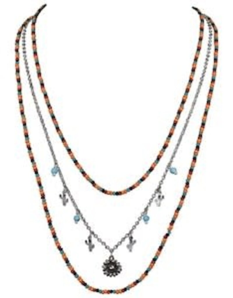 Justin 3 Strand Seed Bead & Cable Chain Necklace