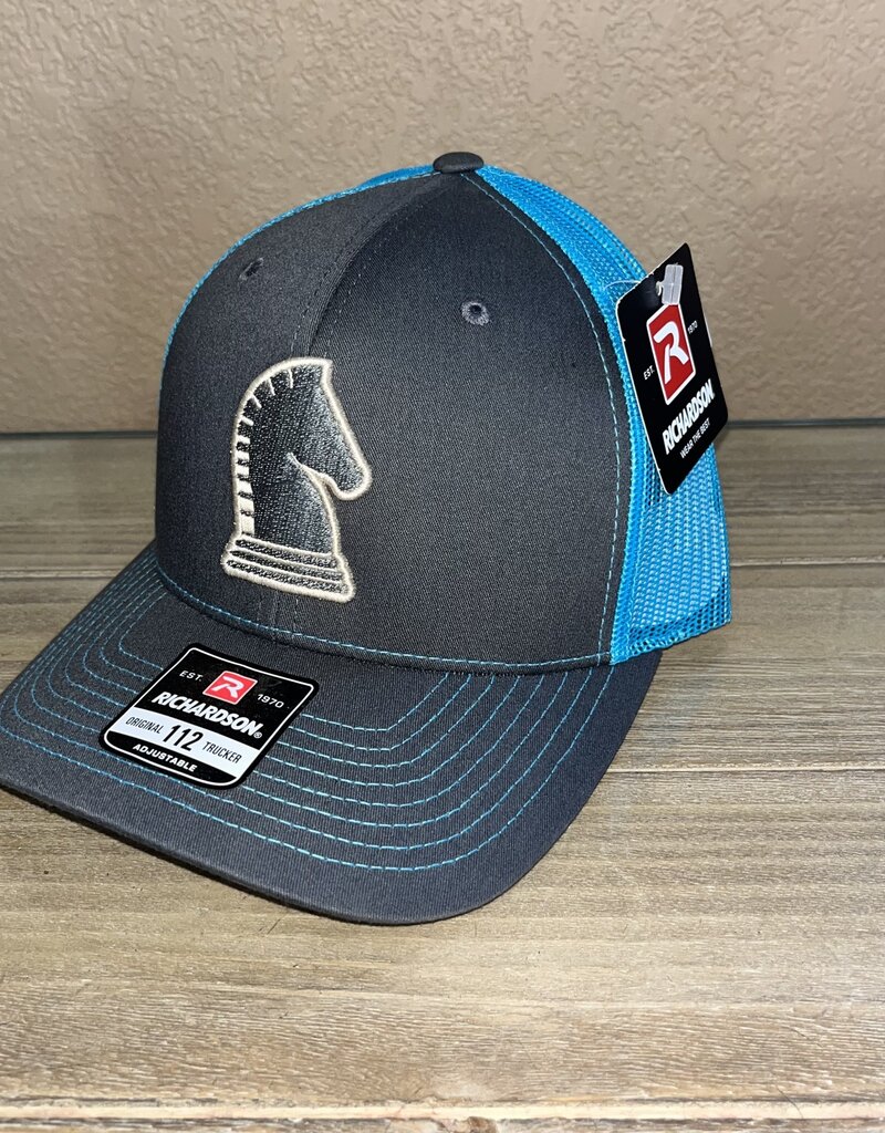 Classic Equine 3D/Puff Embroidery Charcoal/Neon Blue