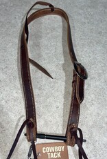 Partrade Headstall Slip Ear 1" Chocolate Harness Leather with Cowboy Knots