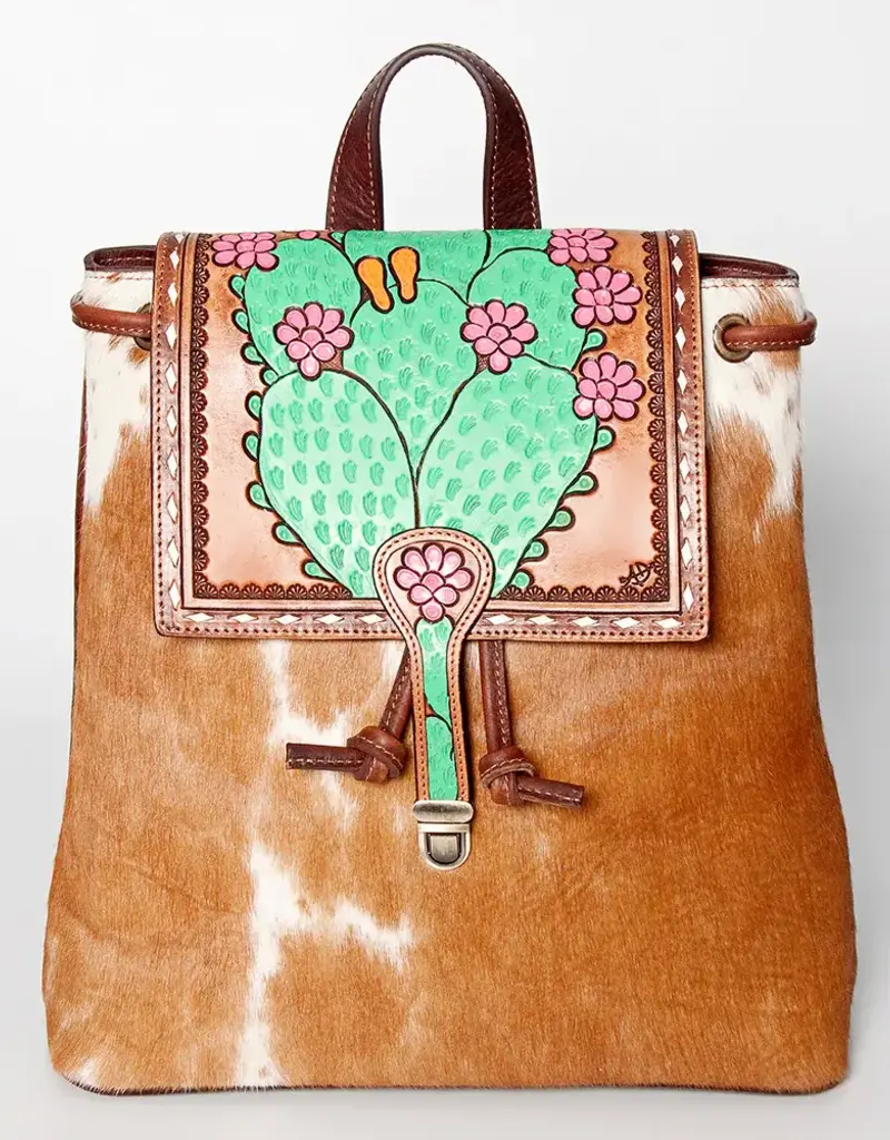 American Darling Hair on Cactus Tooled Backpack