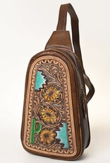 American Darling Cross Body Hand Tooled Genuine Leather Bag