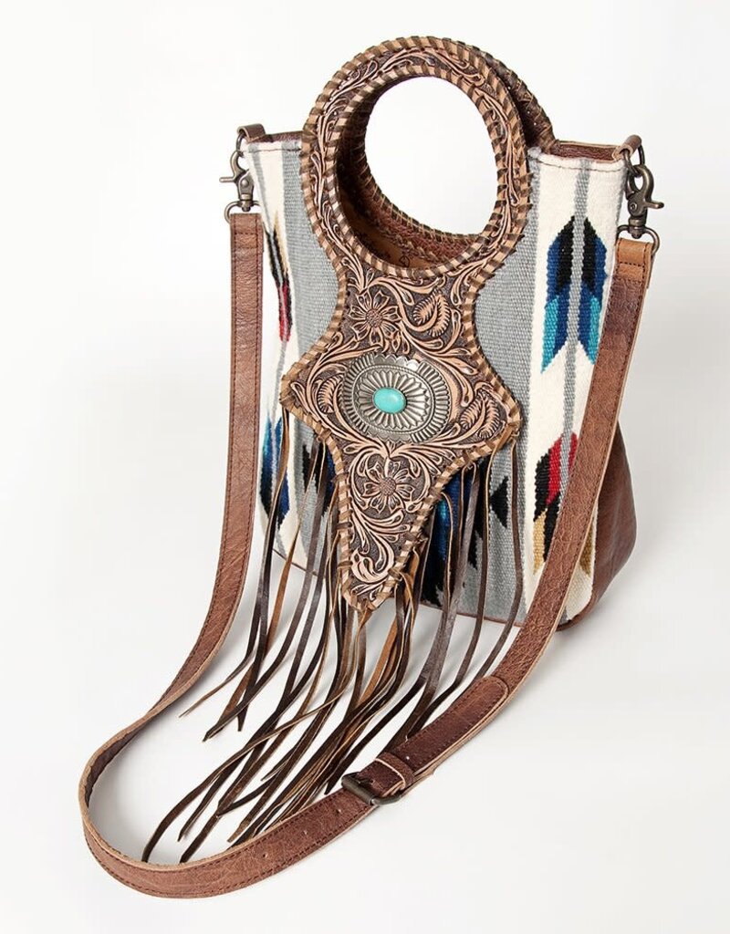 American Darling Hand Tooled Saddle Blanket Genuine Leather Women Bag