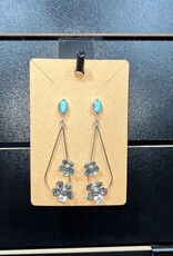 Boho Sol Teardrop Double Flower Post Earrings