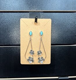 Boho Sol Teardrop Double Flower Post Earrings