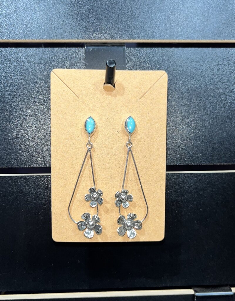 Boho Sol Teardrop Double Flower Post Earrings