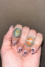 Boho Sol Turquoise and Coral Rope Adjustable Ring