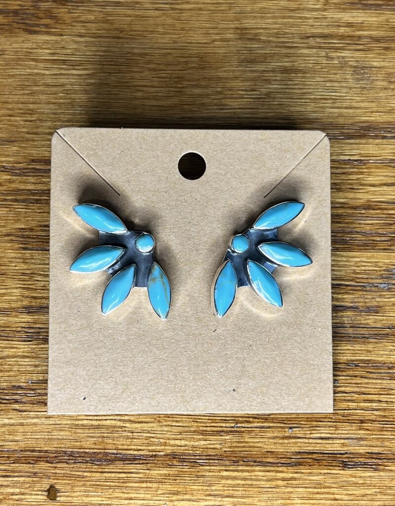 Boho Sol Turquoise Half Flower Earrings