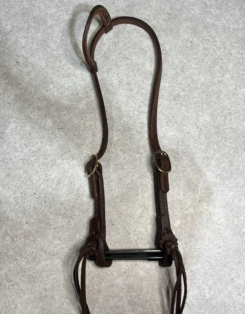 Dutton Bits One Ear Harness Leather Double Adj w/Rattlesnake Knots
