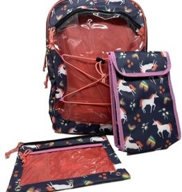 Chick Saddlery Unicorn Print Backpack 3 piece set