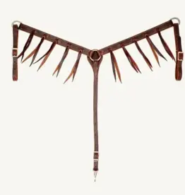 Partrade Breast Collar 1-1/4" Chocolate Harness Leather with Latigo Strings