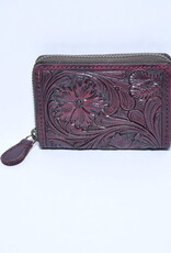 Rafter T Ranch Company Credit Card wallet w/dark tooled brown leather