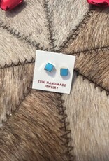 Indian Touch of Gallup Zuni SS Turquoise Stud Earrings