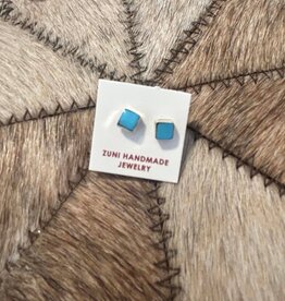 Indian Touch of Gallup Zuni SS Turquoise Stud Earrings