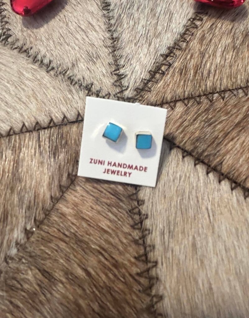 Indian Touch of Gallup Zuni SS Turquoise Stud Earrings