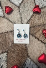 Indian Touch of Gallup Zuni Kingman Turquoise Petite Cluster Earrings
