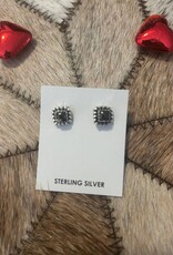Indian Touch of Gallup White Buffalo Square Stud Earrings
