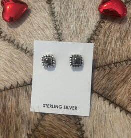 Indian Touch of Gallup White Buffalo Square Stud Earrings