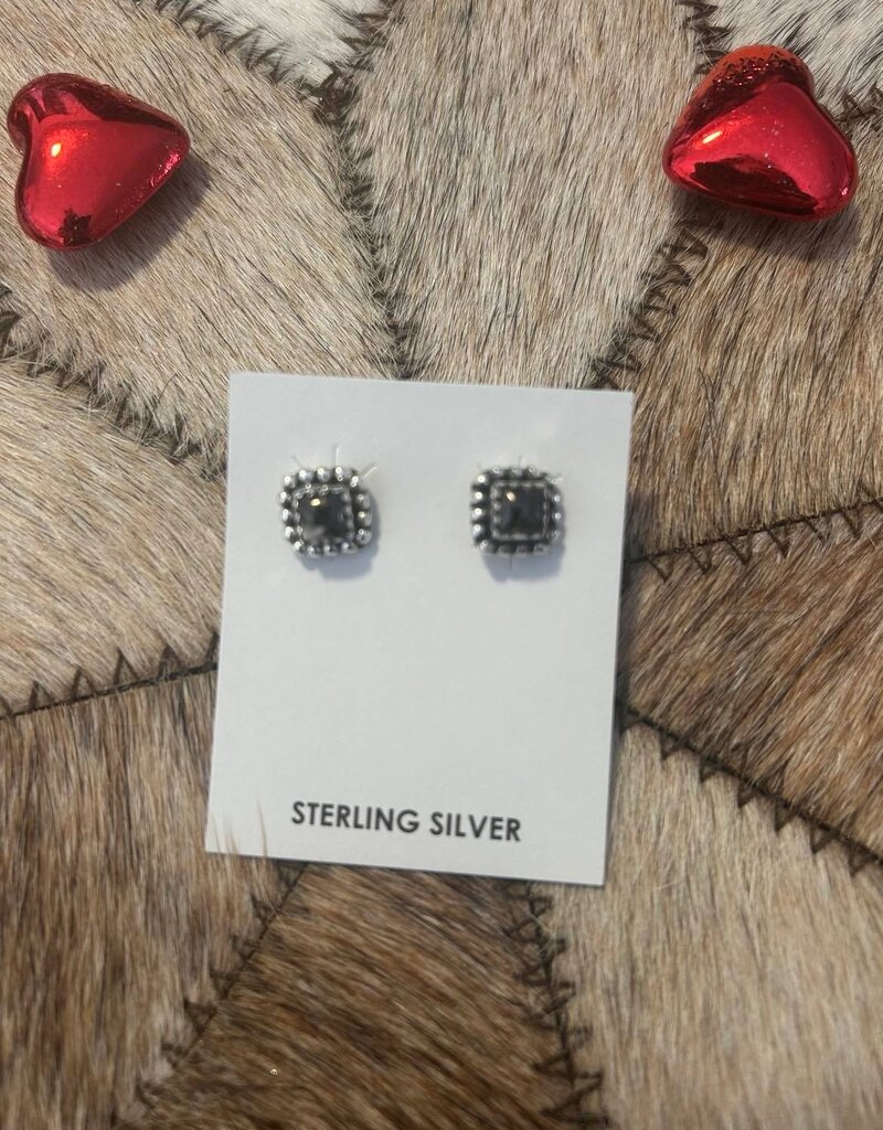 Indian Touch of Gallup White Buffalo Square Stud Earrings