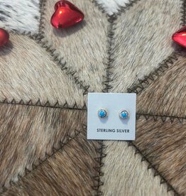 Indian Touch of Gallup SS Kingman Turquoise Tiny Stud Earrings