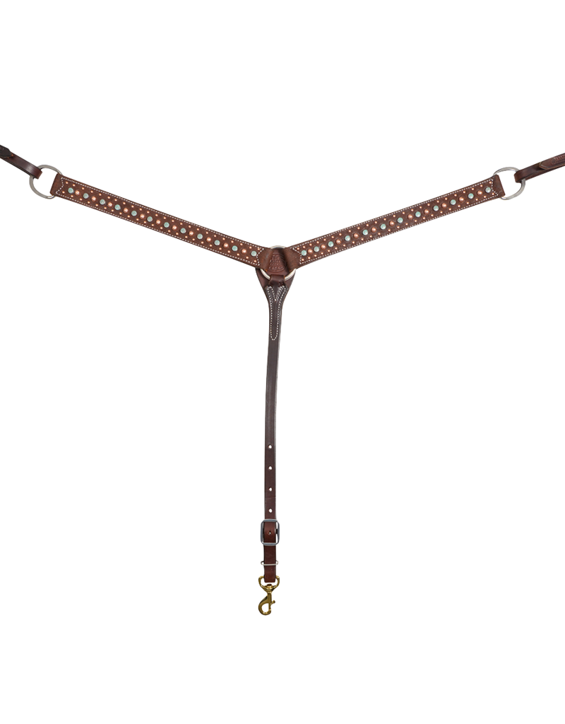 Classic Equine Chocolate Roughout Embossed Floral Spot Breast Collar