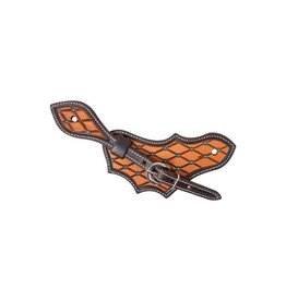 MARTIN Quilted Tooling Patch Spur Straps Turq Dots