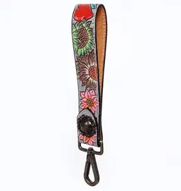 American Darling Leather Wristlet Strap Heart/Floral