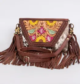 American Darling Sunflower/Floral Crossbody w/Fringe