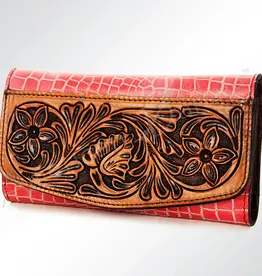 American Darling Red Tooled Leather Wallet